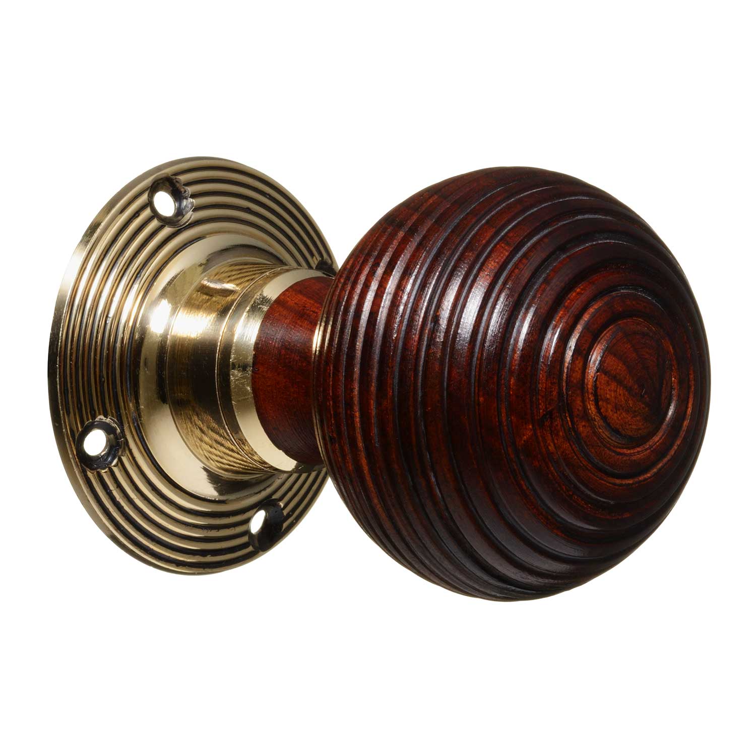 Hardwood Beehive - Brass (pair) - Victorian Door Knobs